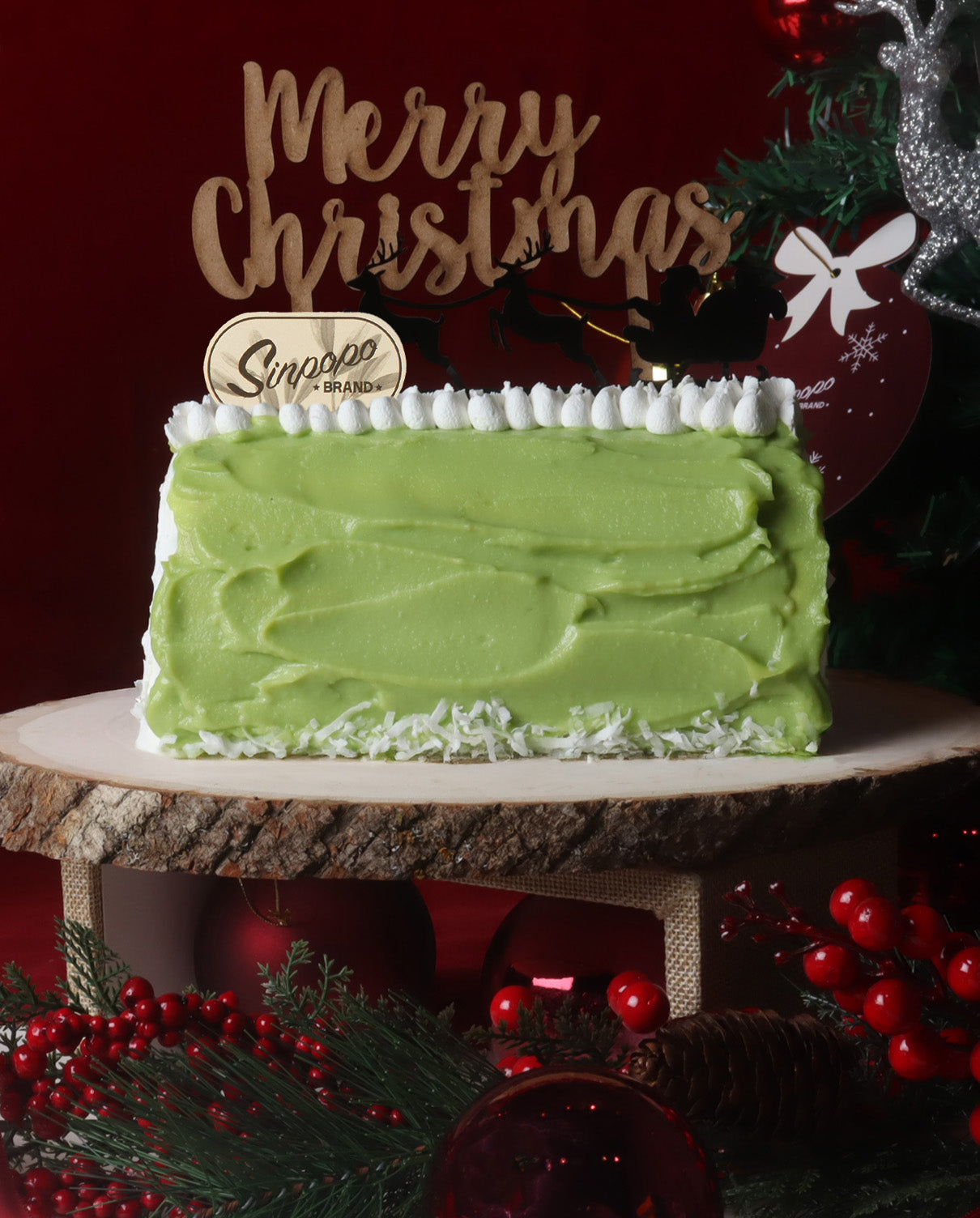 The Sinpopo Pandan Kaya Christmas Log Cake